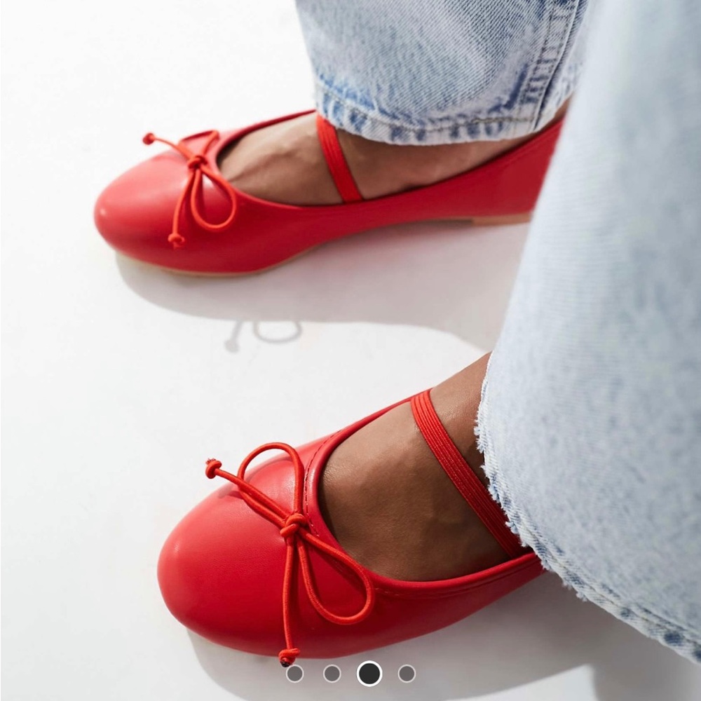 Public Desire red ballet flats with bow detail, size 10
